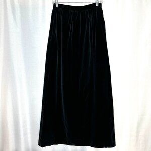 Vintage Emily Black Velvet A-Line Maxi Skirt Pockets, Size 12 Formal Whimsigoth
